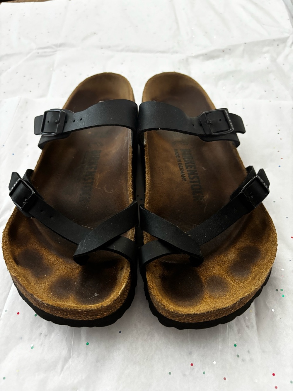 Birkenstock Black Two-Strap Toe-Loop Sandals